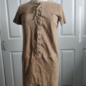 Tan calfskin suede dress